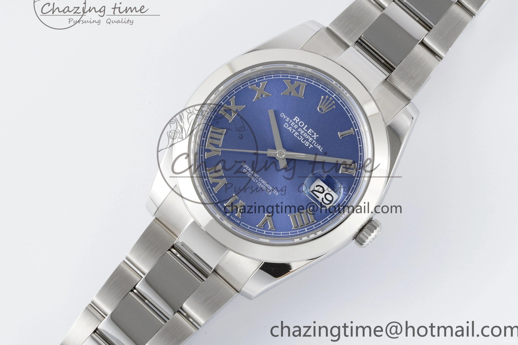 MiroTime 0423 Modern DateJust 41 SS Polished Bezel KING 1:1 Best Edition 904L Steel Blue Roman Dial on Oyster Bracelet VR 2212